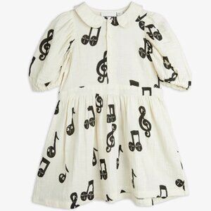Mini Rodini Note Muslin Girls Dress 100% Organic Cotton NWT
